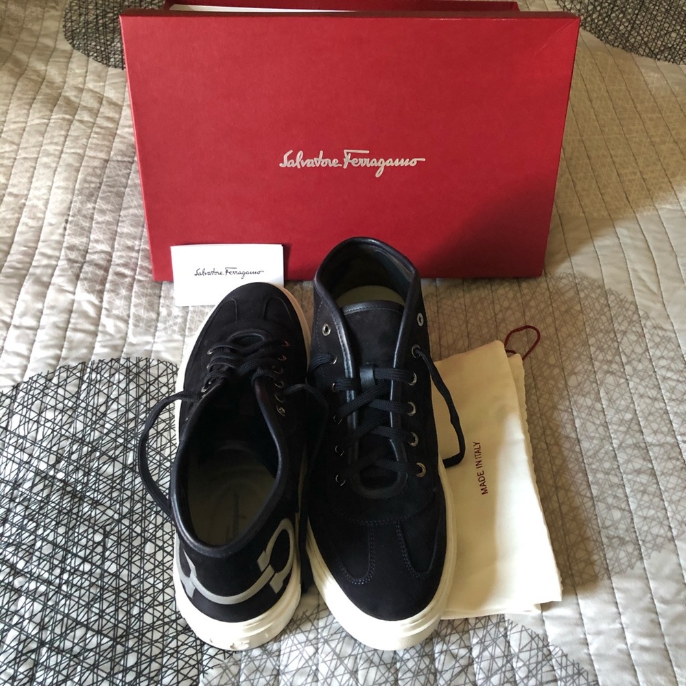 Ferragamo Dark Blue Tennis Shoes